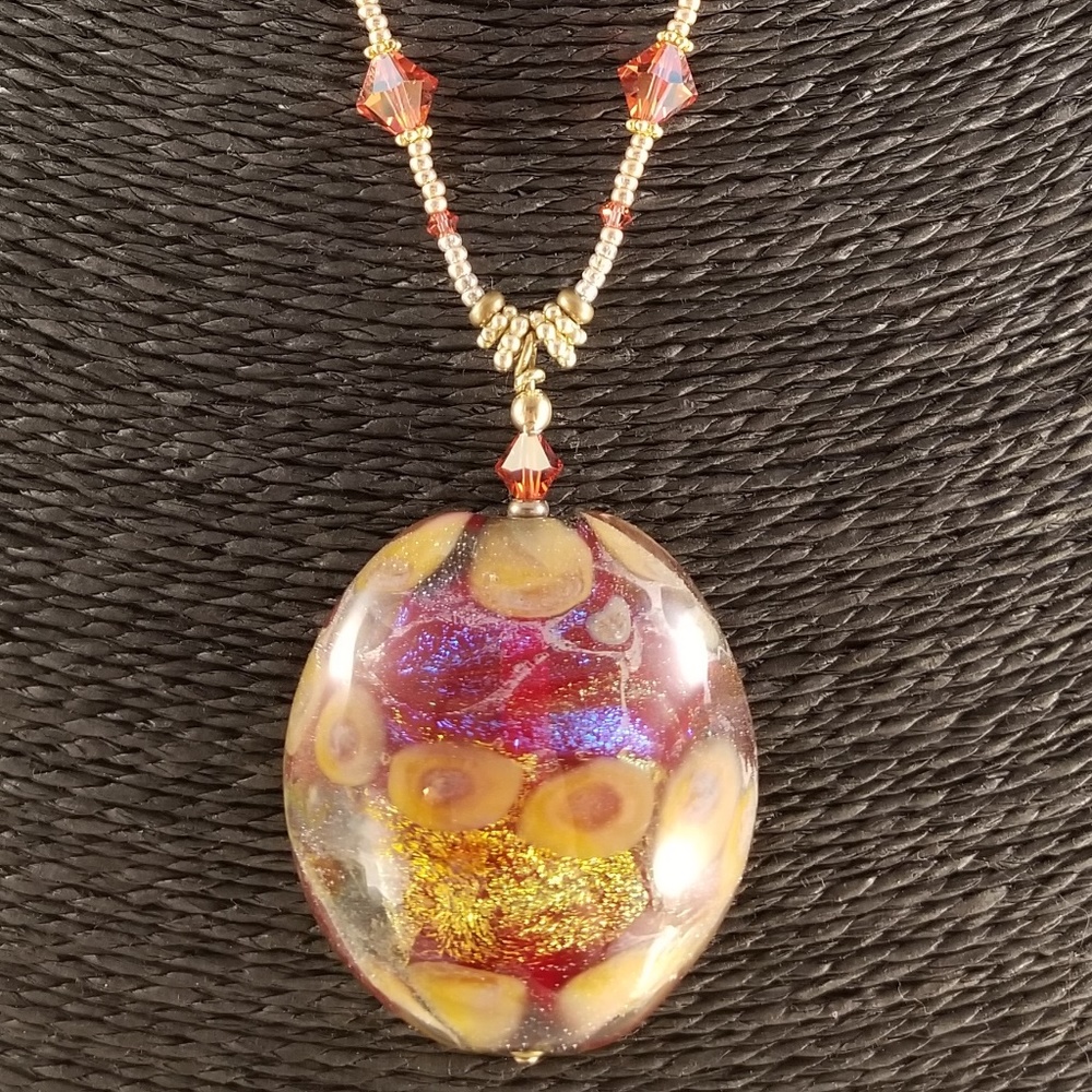 Lampwork & AB Swarovski Crystal Statement Necklace - Picture 6 of 7